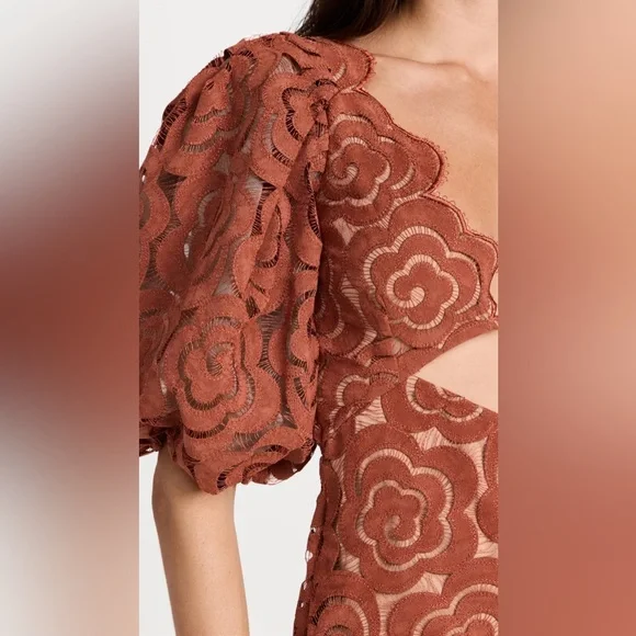 For Love And Lemons Floral Lace Mini Dress in Brown - Picture 4 of 13